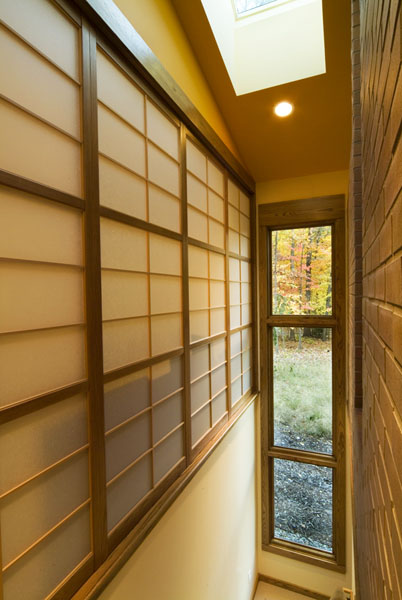 A view of the shoji screen wall from the stairway side.