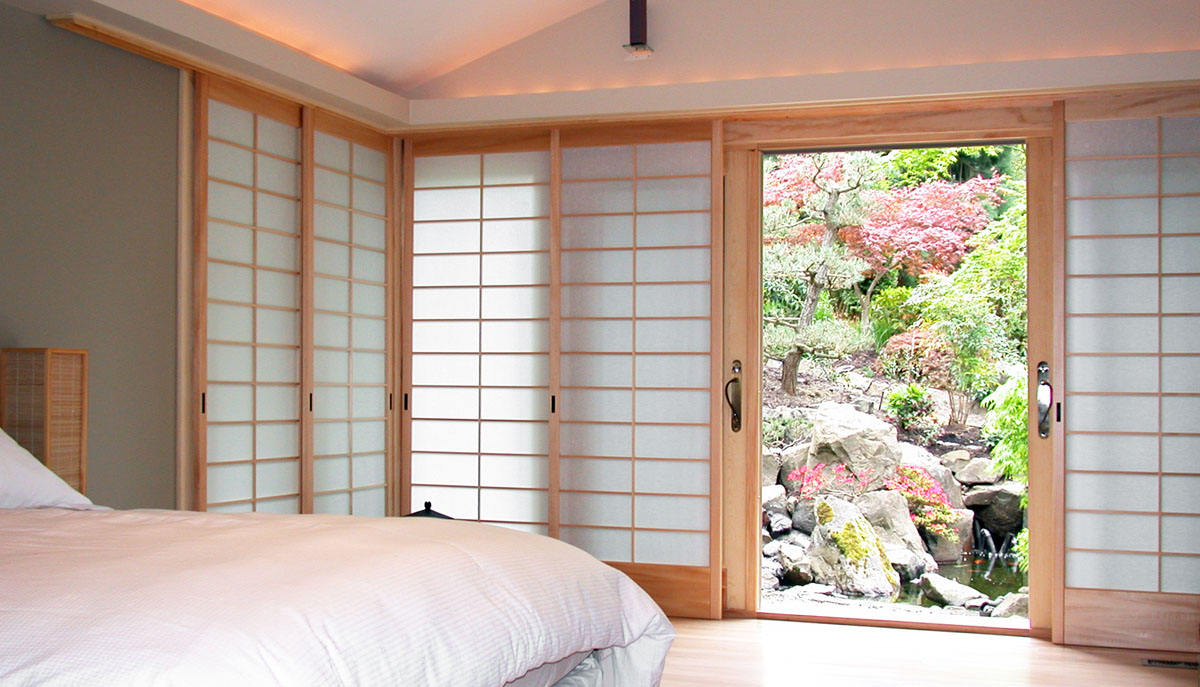 Custom Shoji screen cover long glass window door wall