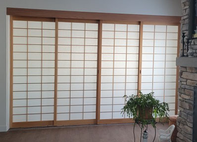 Custom Beech shoji screens as room divider.
