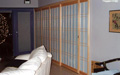 Most of the shoji screens in this view are fixed panels. The sliding shoji door is the only one with a door pull.